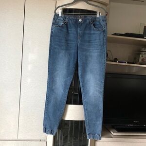 Copperflash Medium Wash Denim Stretch Pull-On Mid Rise Jean Joggers 12